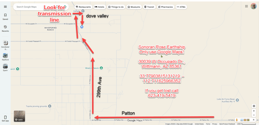 Directions to the Sonoran Rose Earthship